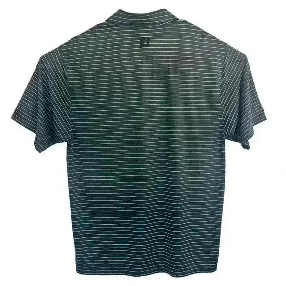 FootJoy Golf Polo Large Black with White Stripes West Lake - Athletic Fit - Picture 4 of 8